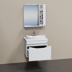 СанТа Тумба с раковиной-столешницей Сатурн 70 подвесная белая – фотография-11